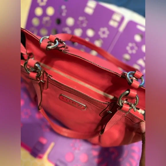Coach Medium Leather Shoulder Bag. Pink/bright coral - Picture 16 of 16